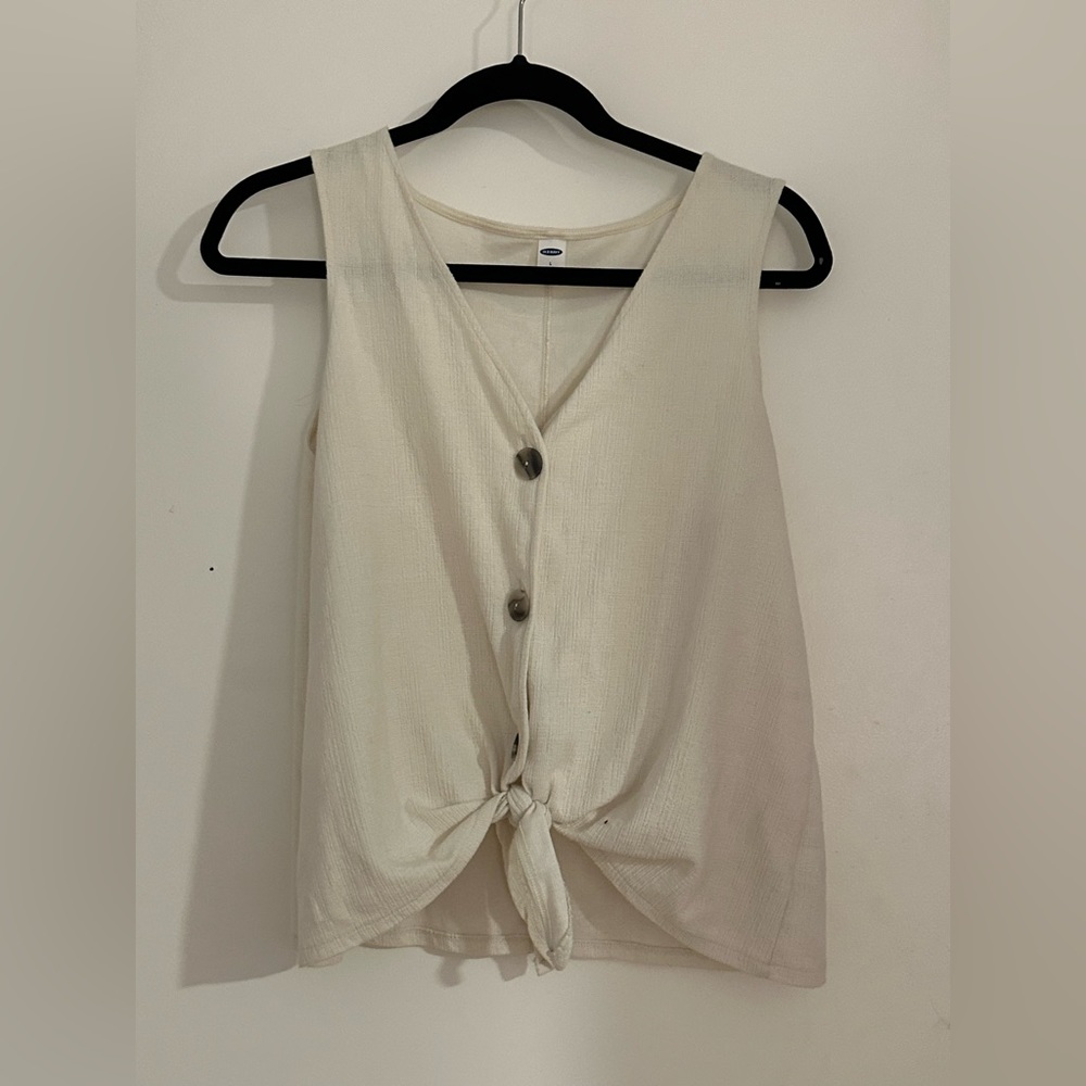 Cream Tank Top with buttons